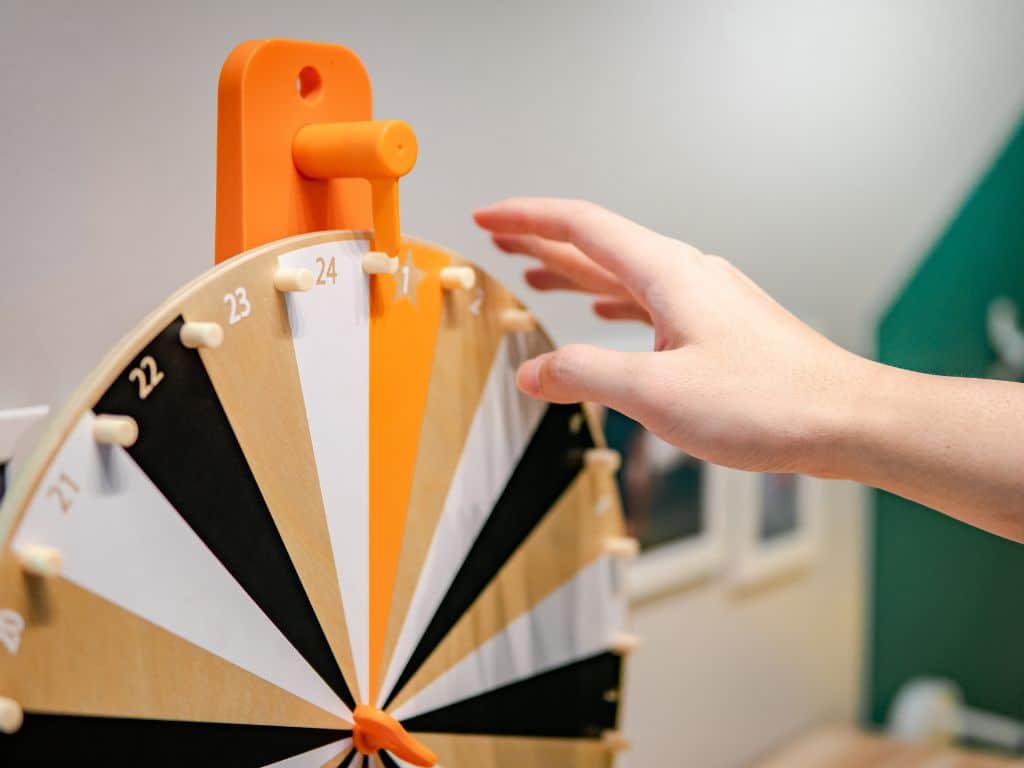 Spinning prize wheel
